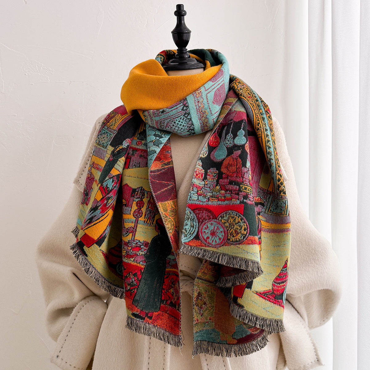 Kadınlar için İmitasyon Kaşmir - Shawl Wrap Winter incelemesi ve fiyatı